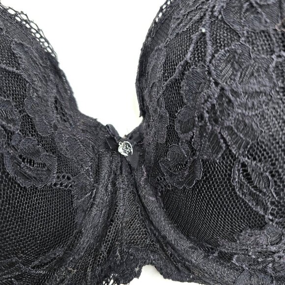 Victoria's Secret Black Lace Underwired Lined Semi Demi Buste Double Bra - Picture 3 of 9